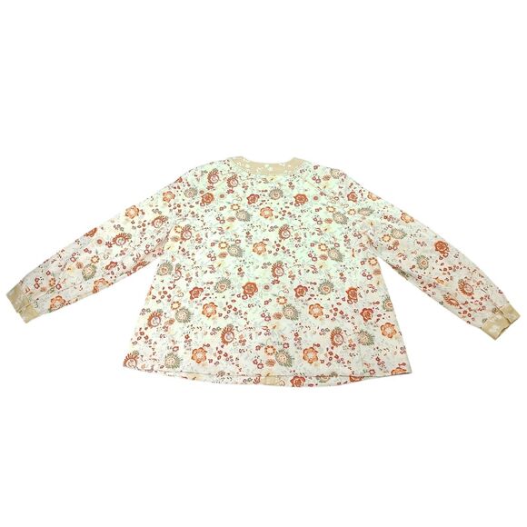 LOGO by Lori Goldstein Jacket  Collarless Floral Print Trim Snaps Lined Large - Picture 7 of 13